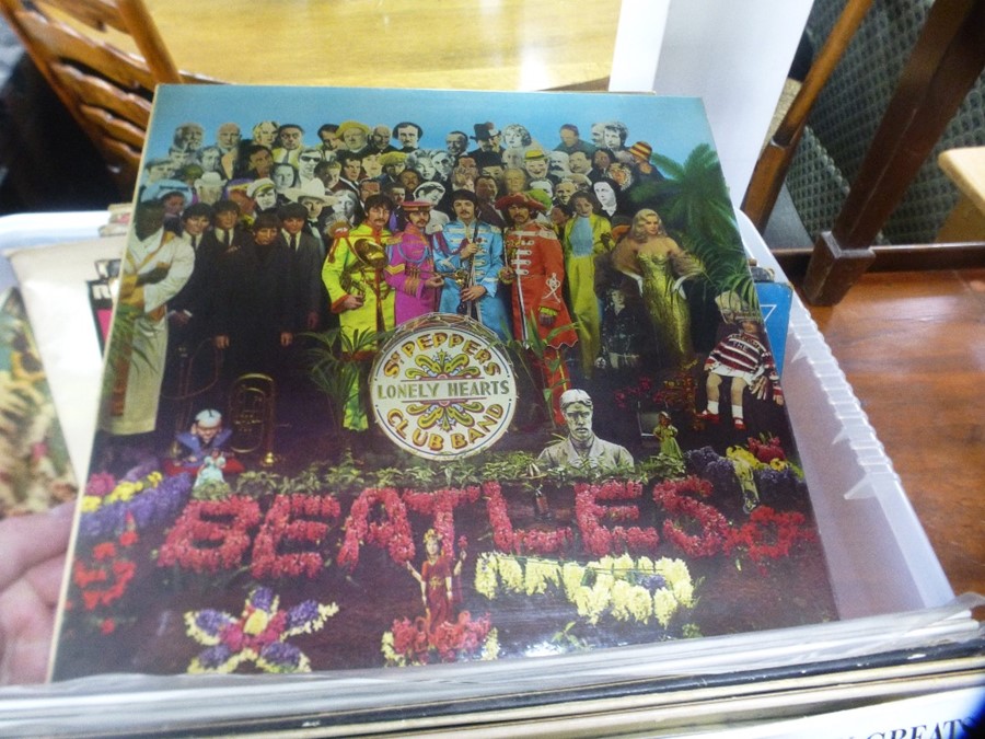 Two cartons of vinyl LP records to include The Beatles and Bob Dylan - Image 2 of 5