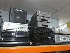 A large quantity of vintage Hi Fi and TV equipment including Toshiba amps, York, Pioneer turntable a