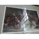 A large framed and glazed print of Lord Nelson at a dinner titled ‘The Toast