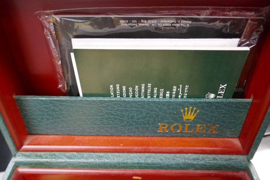 Two wristwatches boxes and one smaller example, bearing markings for Rolex and Cartier - Image 2 of 6