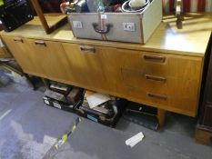 1970 side board with 3 cupboards and drawers and a 1970 record cabinet with records