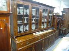 A Reproduction bespoke oak dresser with glazed top, 203 cms