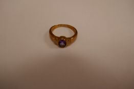 9ct hold amethyst & diamond band ring 3.5g