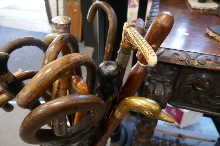 A quantity of walking sticks and similar, some silver decorated in an oriental stickstand - Image 4 of 4