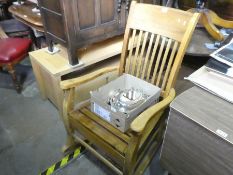 Hardwood rocking chair of large proportion