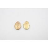 2 x 9ct Gold lockets inc. oval, floral design 3.8g