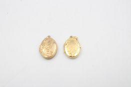 2 x 9ct Gold lockets inc. oval, floral design 3.8g
