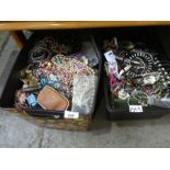 Two boxes of costume jewellery