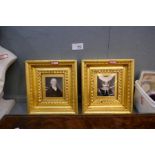 A pair of 19th century small portraits possibly on ivorine of lady and gent, 7.5 x 6cms apporx