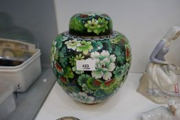 A Chinese cloisonne ginger jar having allover floral decoration