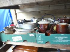 Nine Boxes of mixed china, glass and sundries to include plates, dishes, honey pots, etc
