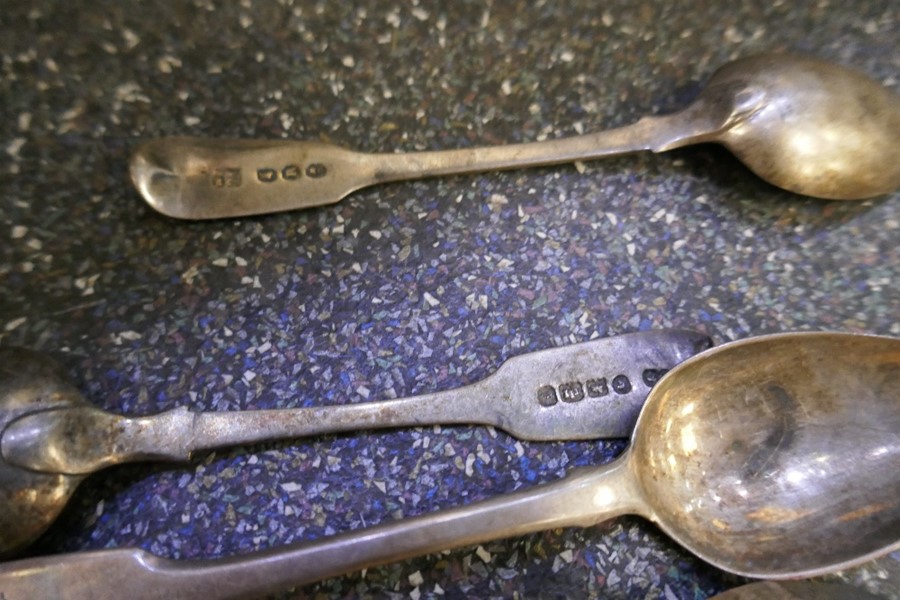 A selection of various silver and possibly white metal spoons AF, different hallmarks, 9.02ozt appro - Image 4 of 5