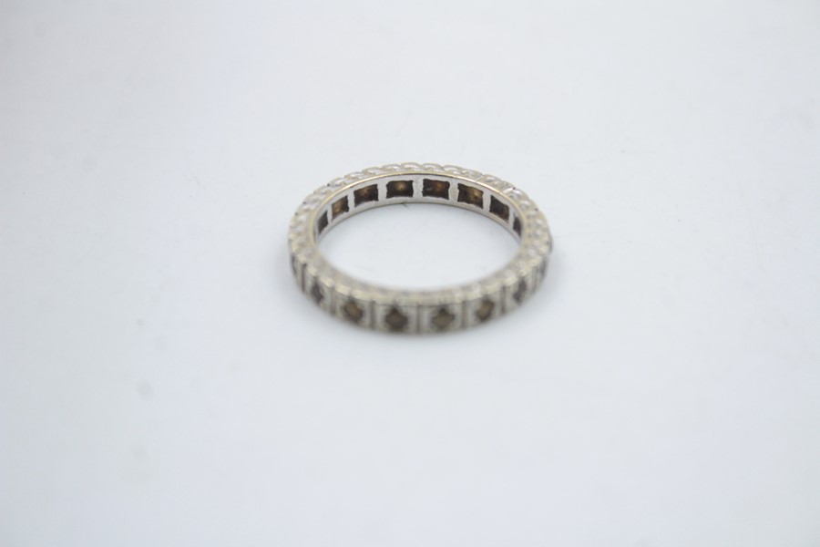 antique 9ct gold gem stone full eternity ring 2.9g - Image 4 of 4