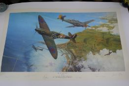 Robert Taylor 'The Battle for Britain' Limited edition coloured print with numerous pencil signature