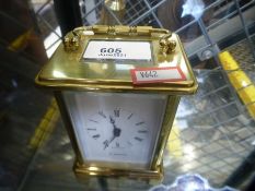 A modern brass carriage clock