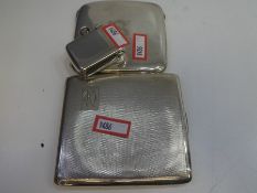 A silver engine turned cigarette case with silver gilt interior hallmarked Birmingham 1939, F H Adam