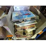 A box of LPs of various themes and sound tracks to include The Sound of Music and three boxes below