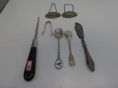 A silver lot comprising an Irish Georgian silver spoon, Matthew West and Christopher Eades, a sil