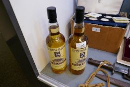 2 Bottles of whiskey, possibly Springbank