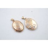 2 x 9ct Gold lockets inc. oval, floral design 3.9g