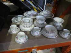 Five small cups and saucers by Royal Doulton 'Diana' and a selection of Susie Cooper 'Venetia' soup