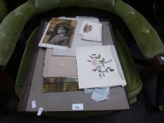 A small quantity of unframed watercolours and sundry items