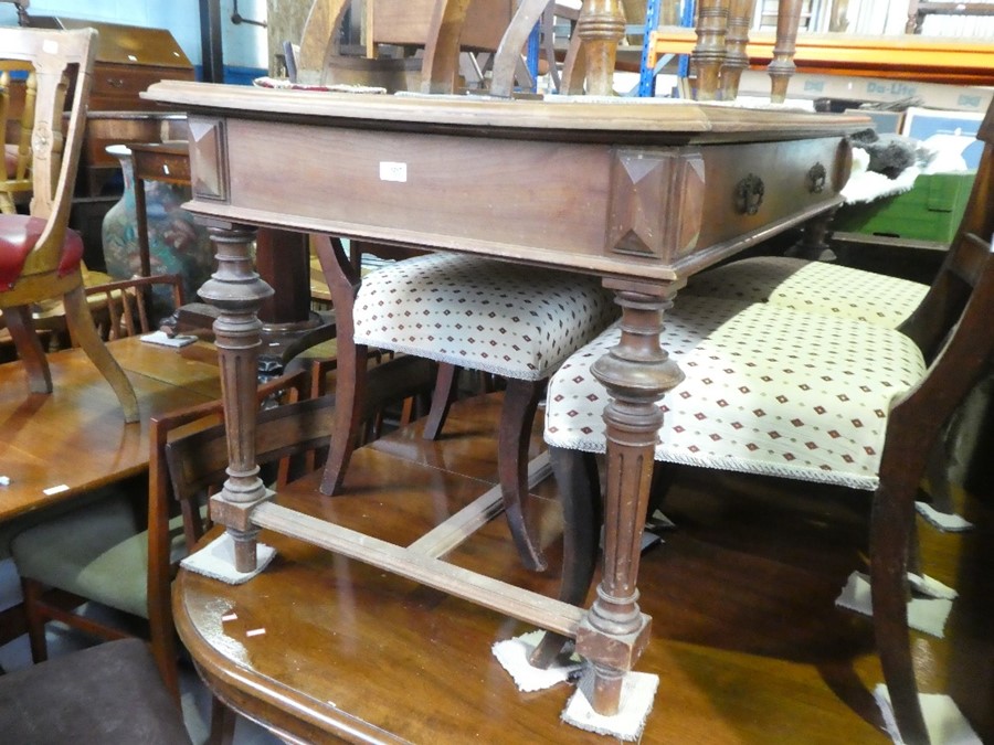 Small French oblong kitchen table with one long drawer