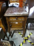 Marble topped bedside cupboard