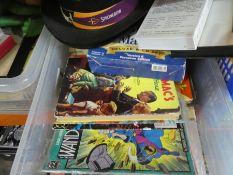 Several boxes of vintage mixed collectables incl. comics, Lps, etc