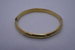 Unmarked yellow metal bangle, , 6.5cm diam