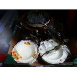 Mixed box of china and glass including Crown Ducal