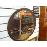 Wooden round mirror