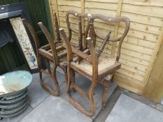 Four AF wooden balloon back chairs
