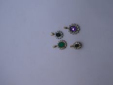 4 x 9ct Gold gemstone cluster pendants inc. sapphire, amethyst 4.1g