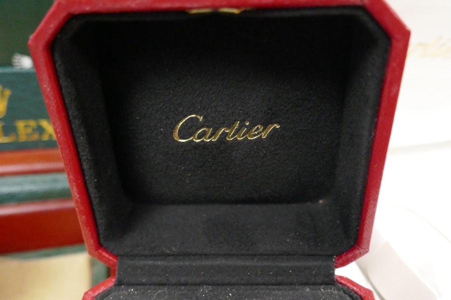 Two wristwatches boxes and one smaller example, bearing markings for Rolex and Cartier - Image 4 of 6