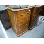 Victorian mahogany 4 drawer bedside chest on plinth base 46cm wide