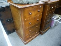 Victorian mahogany 4 drawer bedside chest on plinth base 46cm wide