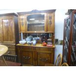 Early 20th century oak sideboard having a raised back with central glazed door 130cm wide