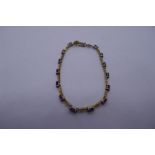 9ct yellow gold amethyst and clear stone set bracelet, approx 20cm, marked 375, 6g approx