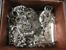 Box of silver and white metal jewellery to incl. charm bracelet etc
