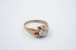 vintage 9ct gemstone solitaire gypsy ring 4.2g