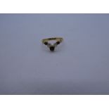 vintage 14ct gold sapphire & gemstone chevron ring 2.7g
