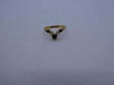 vintage 14ct gold sapphire & gemstone chevron ring 2.7g