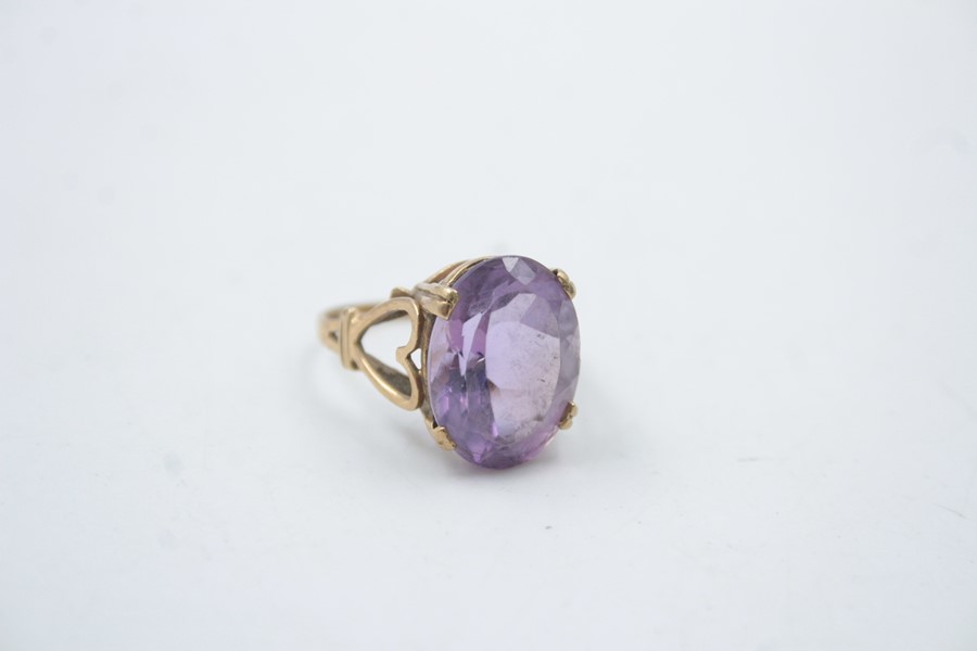 9ct gold amethyst cocktail ring 4g