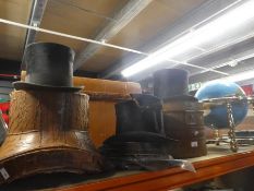 3 Top hats and another and 3 boxes 'Lincoln Bennett' 'Herbert Johnson' and one AF