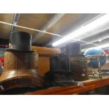3 Top hats and another and 3 boxes 'Lincoln Bennett' 'Herbert Johnson' and one AF