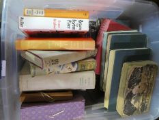 A small box of vintage hardback books, novels and travelling
