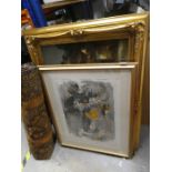 A quantity of large gilt framed paintings and prints of various country and nautical themes