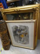 A quantity of large gilt framed paintings and prints of various country and nautical themes