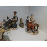 Two Capodimonte figures of Clockmaker and Knife Sharpener, and two other figures